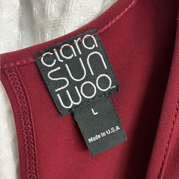 CLARA SUN WOO Burgundy Long Sleeve tunic top - Picture 2 of 5